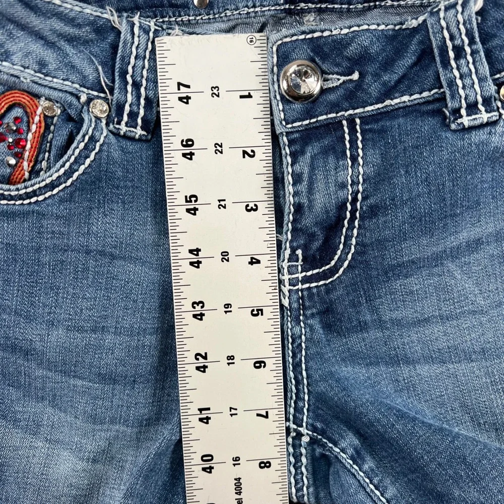 Vaccari Paz Women 26L Blue Denim Bootcut Jeans Embellished‎ Rhinestone Western